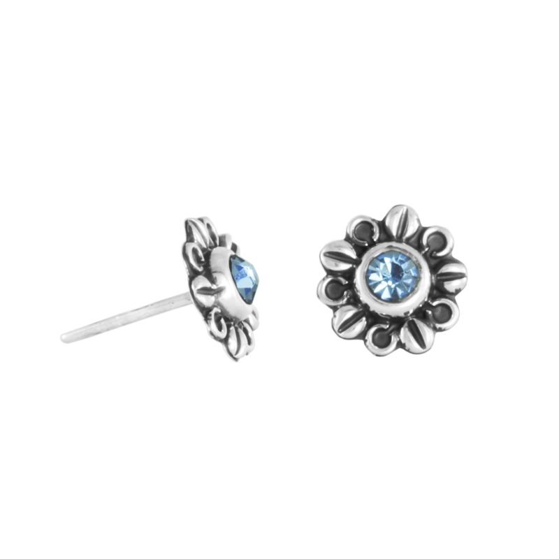 Silver Stud earrings "dalia" dahlia light blue 