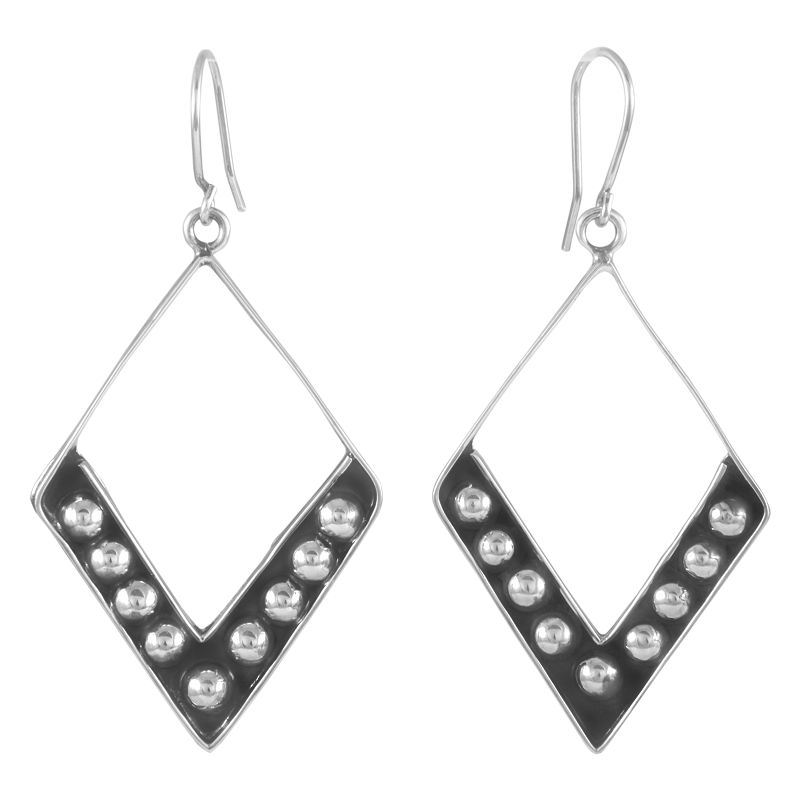 Silver Earrings 'Rombo' diamond 