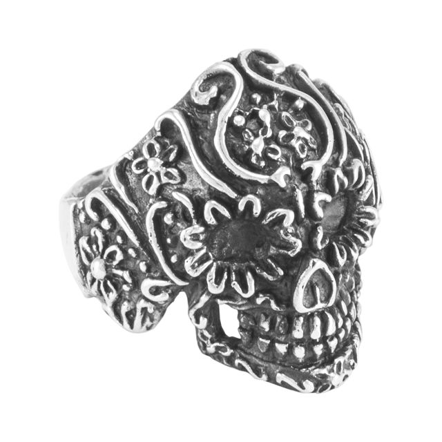 Ring "Cráneo flores" #10 